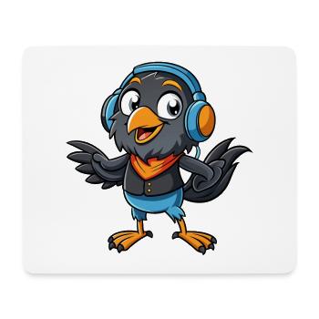 Crow Funny Cartoon Character Musique de casque - Tapis de souris (format paysage) - blanc - Devant