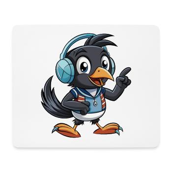 Magpie Funny Cartoon Character Headphone Music - Mouse Pad (horizontal) - white - Front