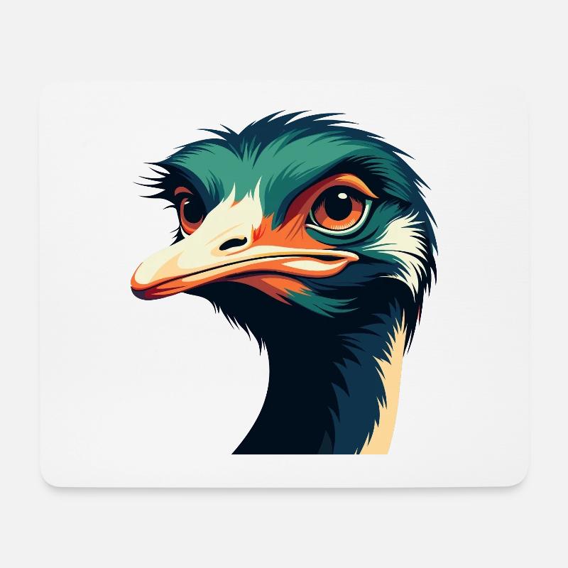 Strauß Cartoon Figur Buntes Haustier Tier - Mousepad (Querformat) - Weiß