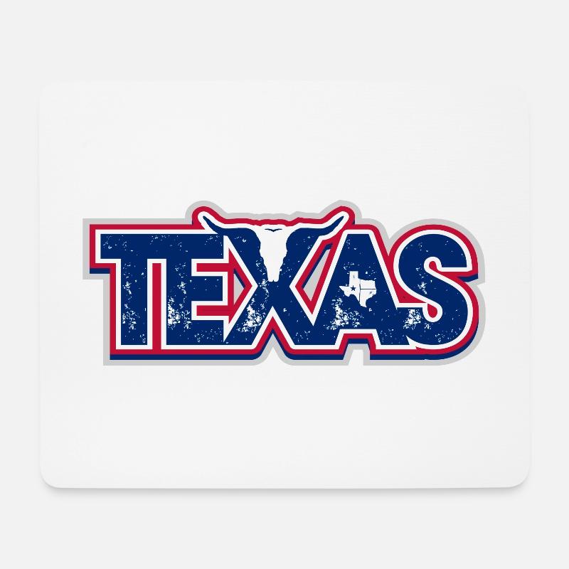 Texas Longhorn Distressed Flagge - Mousepad (Querformat) - Weiß