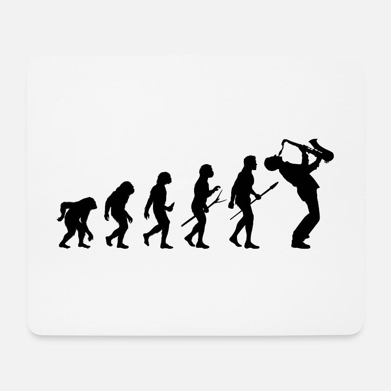 Saxophon Saxophonist Saxophonist Evolution Funny - Mousepad (Querformat) - Weiß