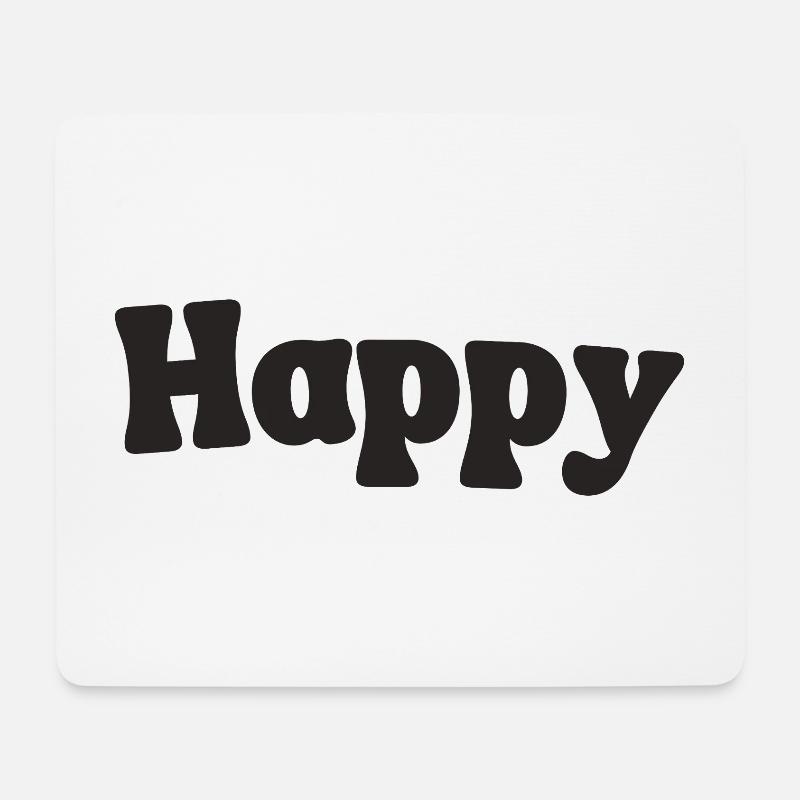 Happy - Mousepad (Querformat) - Weiß