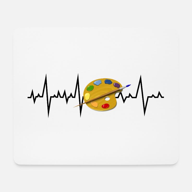 Künstler Kunst Lehrer Malerei Maler Heartbeat Geschenk - Mousepad (Querformat) - Weiß