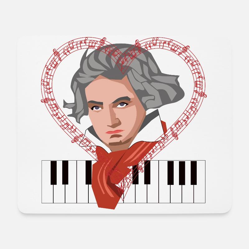Ich liebe Beethoven Komponist Pianist Klassik - Mousepad (Querformat) - Weiß