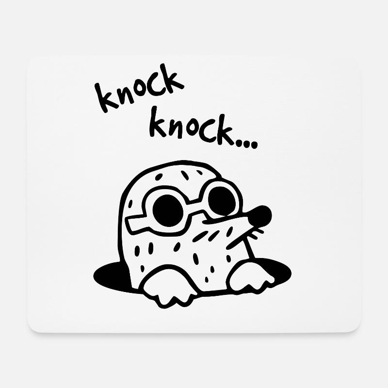 Maulwurf lustig Brille knock knock who's there - Mousepad (Querformat) - Weiß