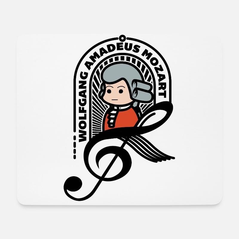 Mozart Süßes Porträt Note Schwarz Cooles Geschenk - Mousepad (Querformat) - Weiß