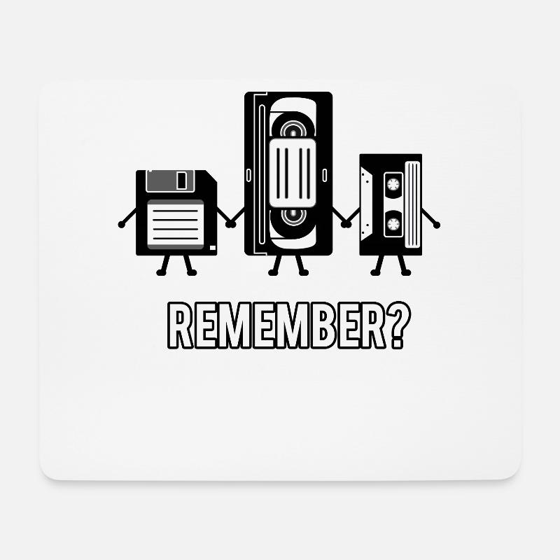 Remember Floppy Diskette VHS Kasette 80s 90s - Mousepad (Querformat) - Weiß
