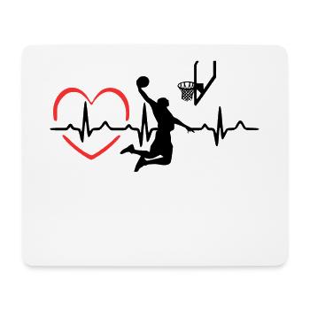 basket-ball Heartbeat joueur cadeau t-shirt - Tapis de souris (format paysage) - blanc - Devant