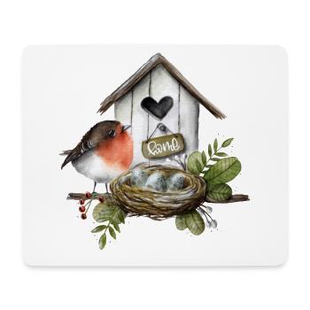 Birdhouse with robin - Mouse Pad (horizontal) - white - Front