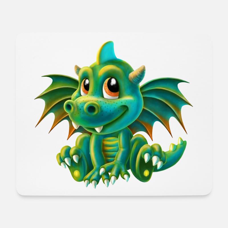Drache niedlich - Mousepad (Querformat) - Weiß