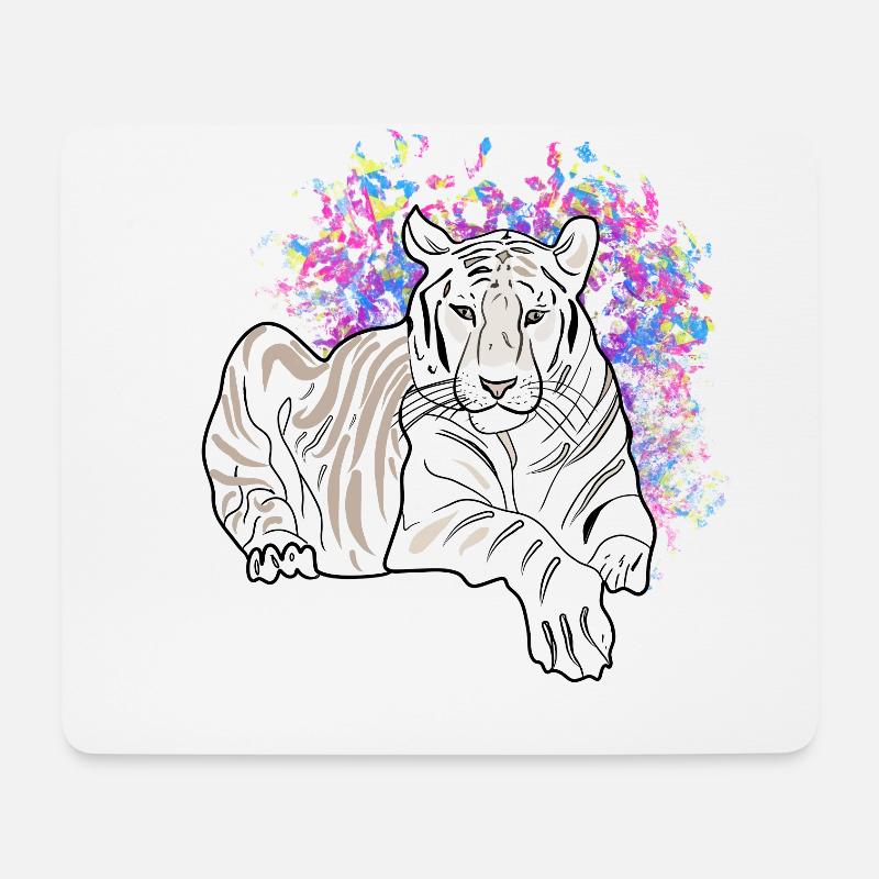 LIEGENDER TIGER - Mousepad (Querformat) - Weiß