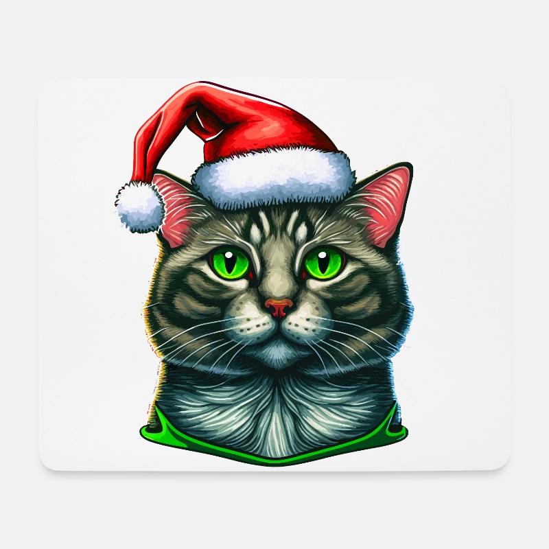 Wunderschönes digitales Winterkatzen-Kunstwerk, das perfekte - Mousepad (Querformat) - Weiß