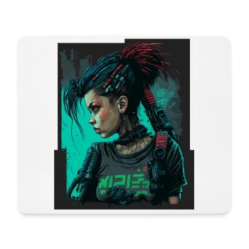 Magnifique fille futuriste pour les fans de jeux vidéo - Tapis de souris (format paysage) - blanc - Devant