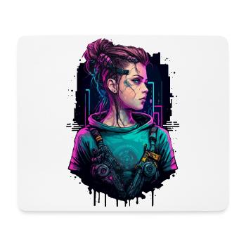 Superbe dessin d’une cyber-femme - Tapis de souris (format paysage) - blanc - Devant