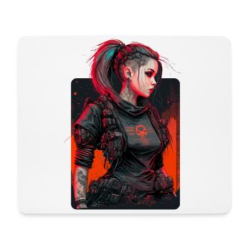 Trendiges Gemälde einer Punk-Frau - Mousepad (Querformat) - Weiß - Vorne