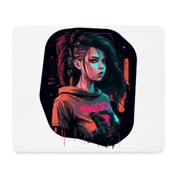 Cooles Design eines schönen Cyber Girls - Mousepad (Querformat) - Weiß - Vorne