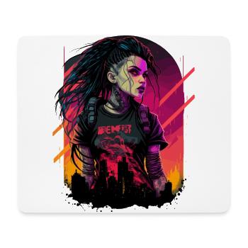Furchtlose futuristische Dame für Romanliebhaber - Mousepad (Querformat) - Weiß - Vorne