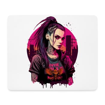 Erstaunliche digitale Illustration einer Punk-Dame - Mousepad (Querformat) - Weiß - Vorne