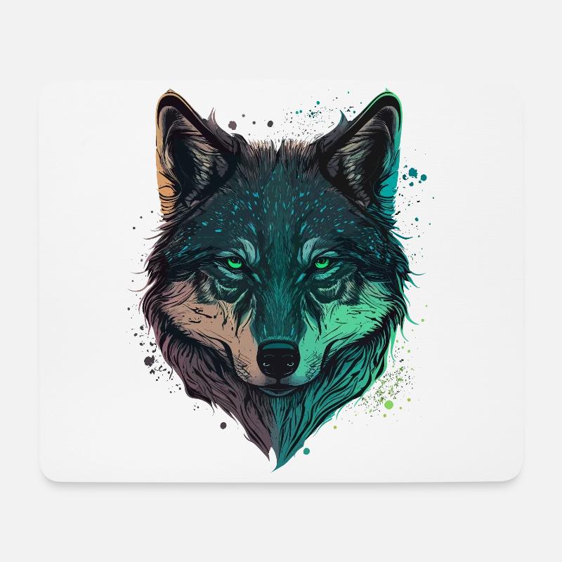 Eine Wolf Digital Illustration für den ganzen Wald - Mousepad (Querformat) - Weiß