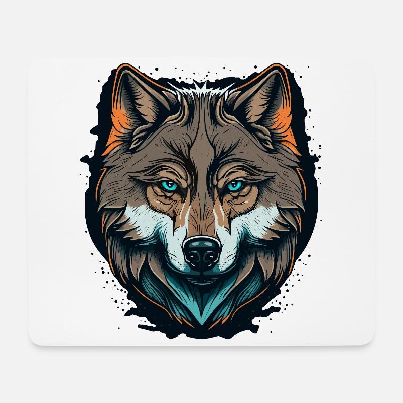 Wunderbares Kunstwerk eines Wolfskopfes - Mousepad (Querformat) - Weiß