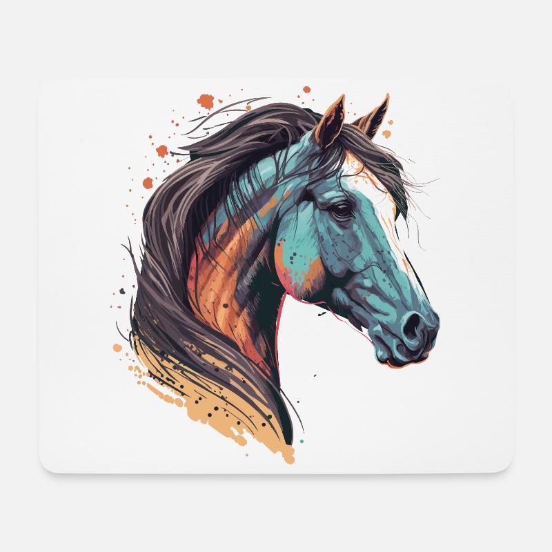 Hengstkopf - Mousepad (Querformat) - Weiß