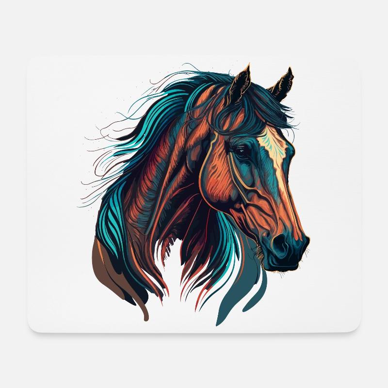 Rennpferd - Mousepad (Querformat) - Weiß