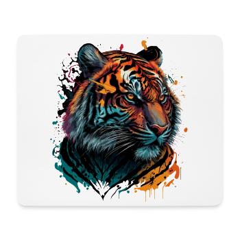 Bunter Tiger - Mousepad (Querformat) - Weiß - Vorne