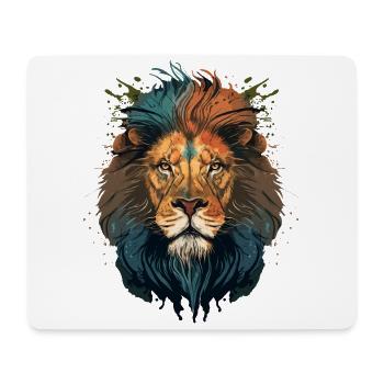 Digital Illustration of a Lion Head - Mouse Pad (horizontal) - white - Front