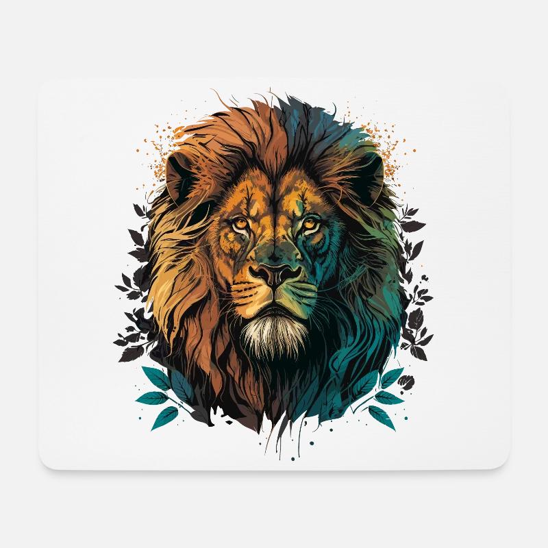 Afrikanischer Löwe - Mousepad (Querformat) - Weiß
