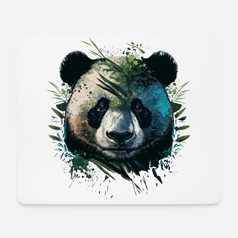 Panda versteckt sich hinter Leaths - Mousepad (Querformat) - Weiß