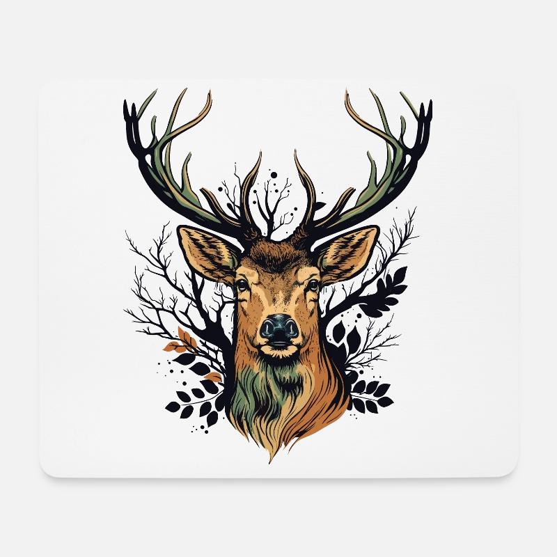 Hirschgesicht - Mousepad (Querformat) - Weiß