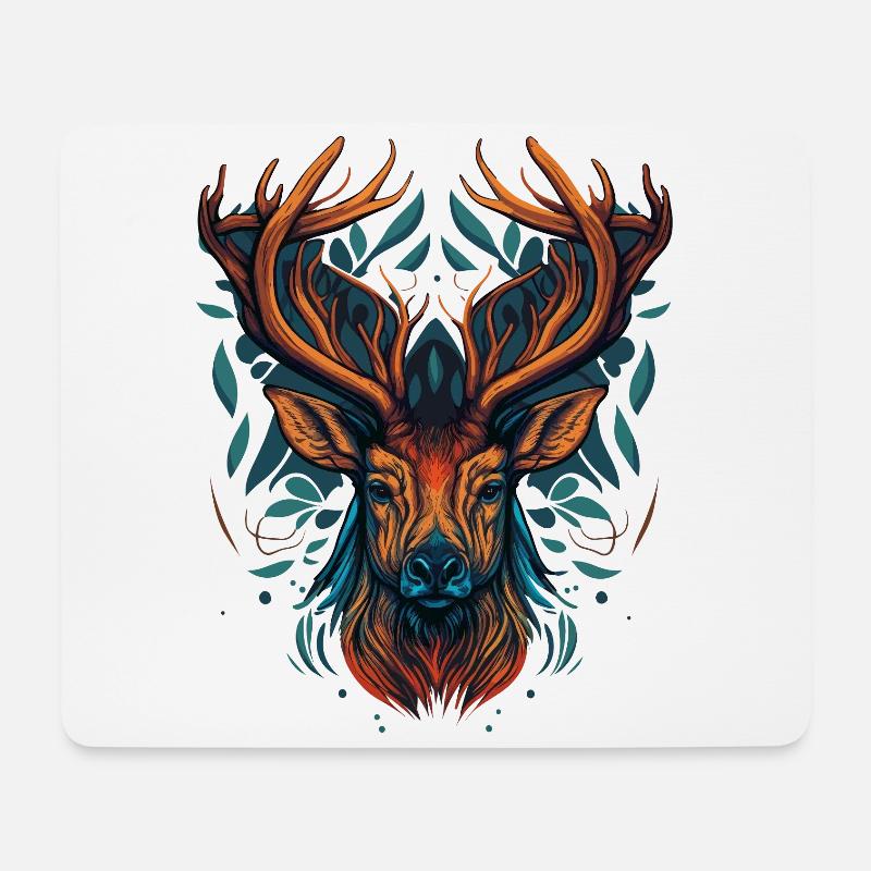 Hirschkuh - Mousepad (Querformat) - Weiß