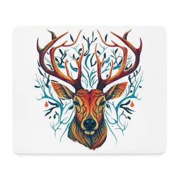 Verrückter Hirschkopf - Mousepad (Querformat) - Weiß - Vorne