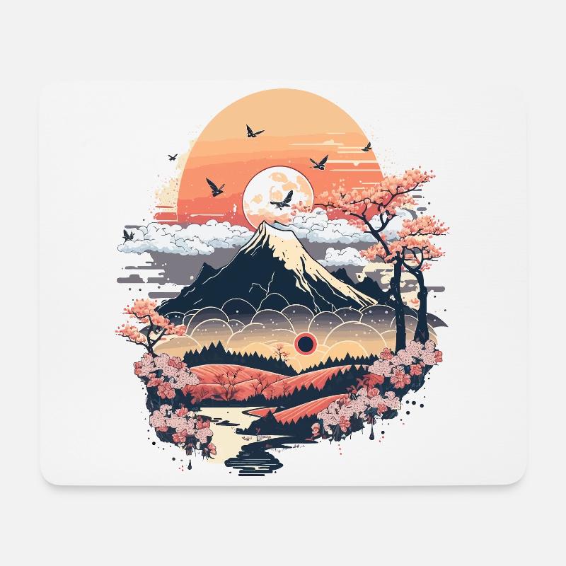 Paysage chinois - Tapis de souris (format paysage) - blanc