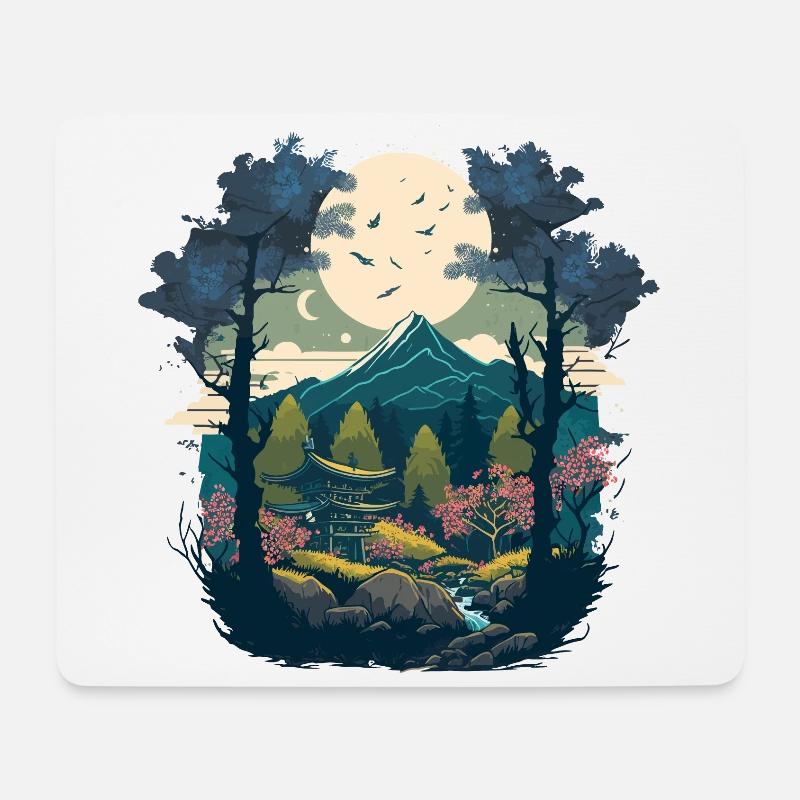Japanese Forest - Mouse Pad (horizontal) - white