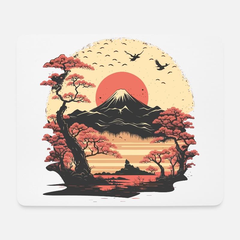 Japanisches Kunstwerk - Mousepad (Querformat) - Weiß