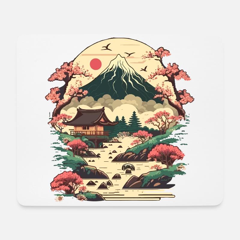 Traditionelles japanisches Haus - Mousepad (Querformat) - Weiß