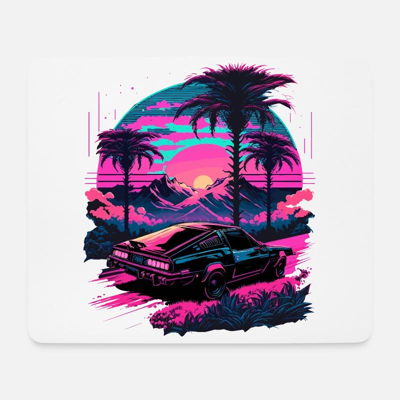 Vaporwave-Palme - Mousepad (Querformat) - Weiß