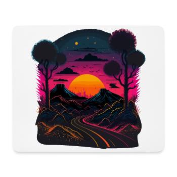 Illustration Synthwave - Tapis de souris (format paysage) - blanc - Devant