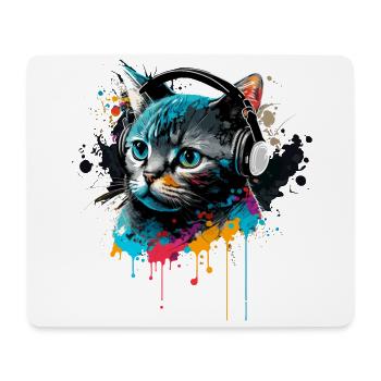 Chat musical - Tapis de souris (format paysage) - blanc - Devant
