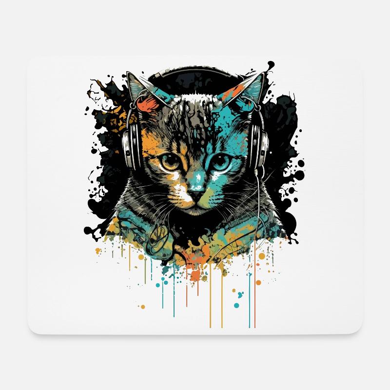 Katzenkopf - Mousepad (Querformat) - Weiß