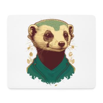 Niedliches Frettchen - Mousepad (Querformat) - Weiß - Vorne