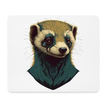 Tête de furet - Tapis de souris (format paysage) - blanc - Devant