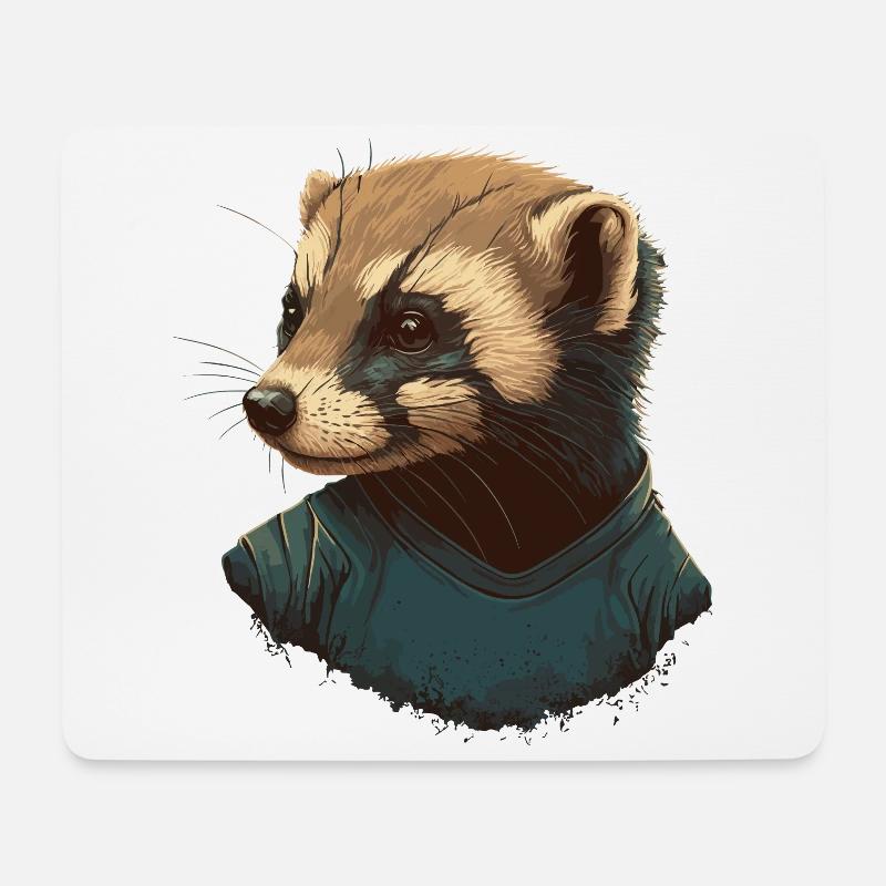 Wiesel - Mousepad (Querformat) - Weiß