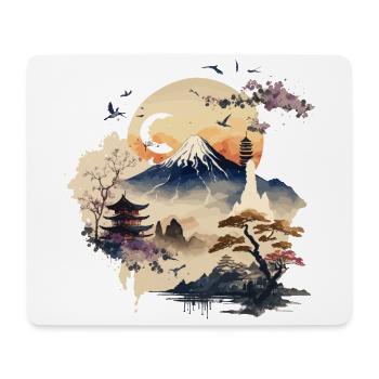 Snowy Mountain - Japanische Aquarellkunst - Mousepad (Querformat) - Weiß - Vorne