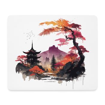 Asiatische Landschaft - Mousepad (Querformat) - Weiß - Vorne
