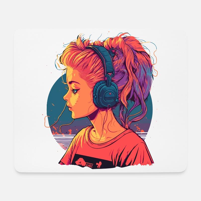 Schönes Anime-Mädchen - Mousepad (Querformat) - Weiß