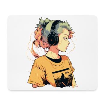 Chill Music Girl - Mousepad (Querformat) - Weiß - Vorne