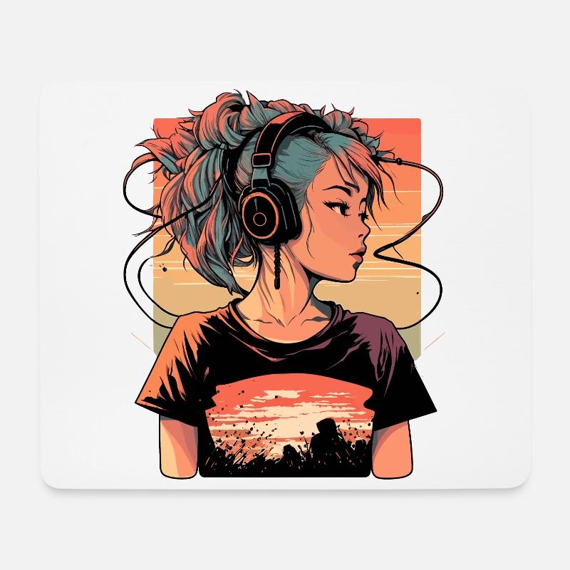 Lo-Fi Mädchen - Mousepad (Querformat) - Weiß