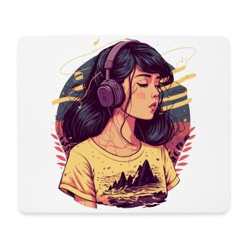 Tokyo Girl hört Chill Beats - Mousepad (Querformat) - Weiß - Vorne